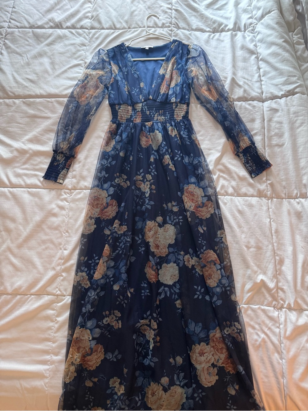 Baltic Born Navy Floral Maxi Dress with Peach Blooms